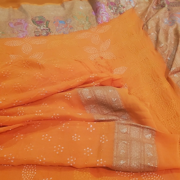 Bandhani Saree (Katan-Kanchipurum Style) Human Figures! Brand new! - Picture 14 of 16